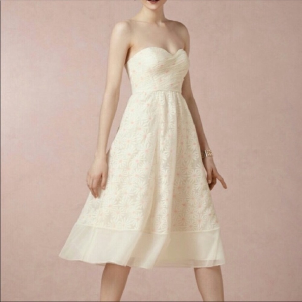 BHLDN Hitherto Embroidered Daisy Midi Dress